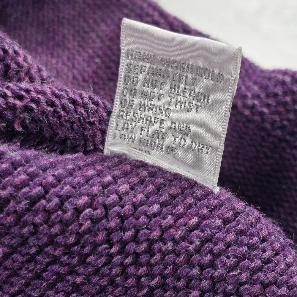 Foxcroft Cardigan Sweater Purple Tonal Design Knit 3/4 Sleeve Women's Small - Picture 4 of 11
